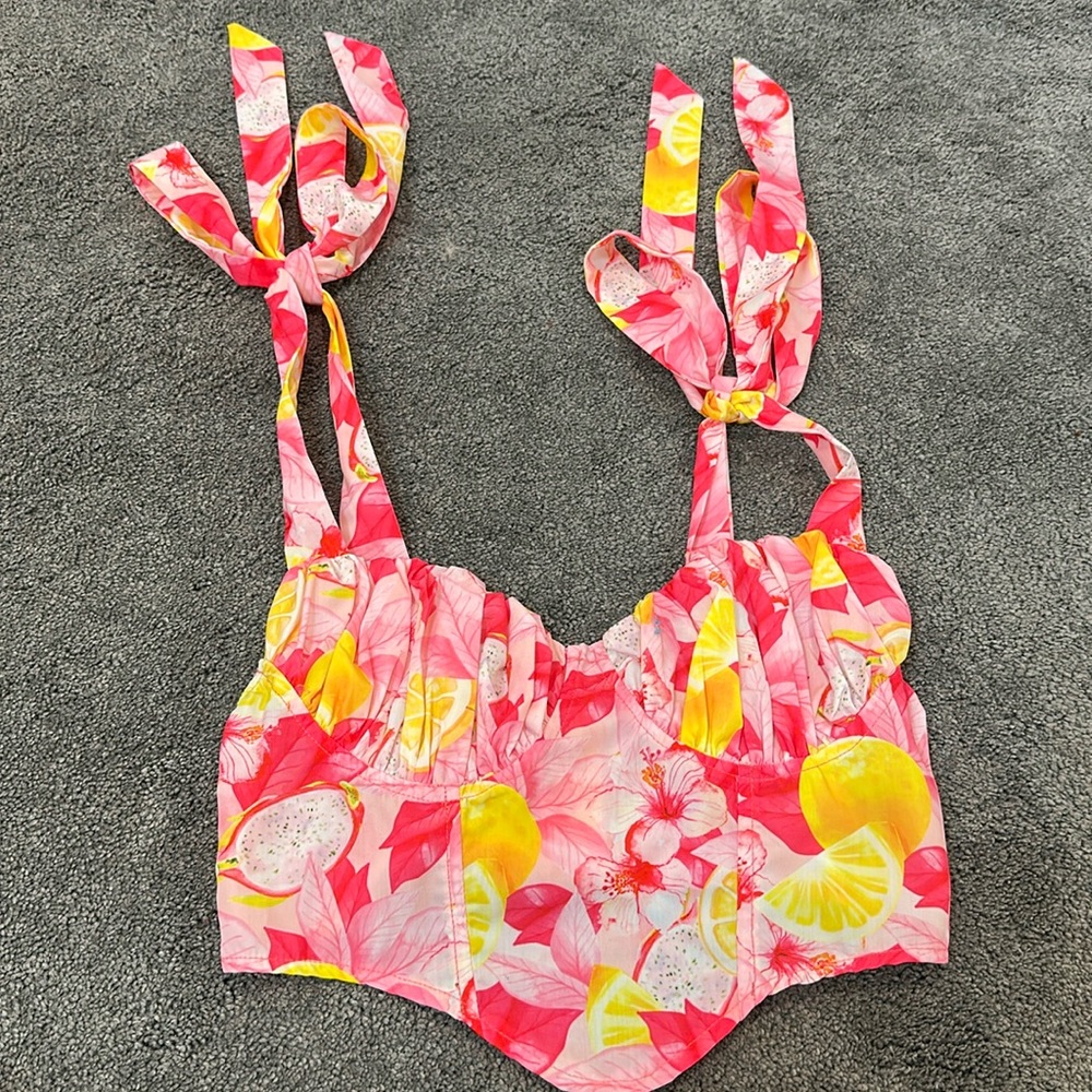 Pink corset crop top size small